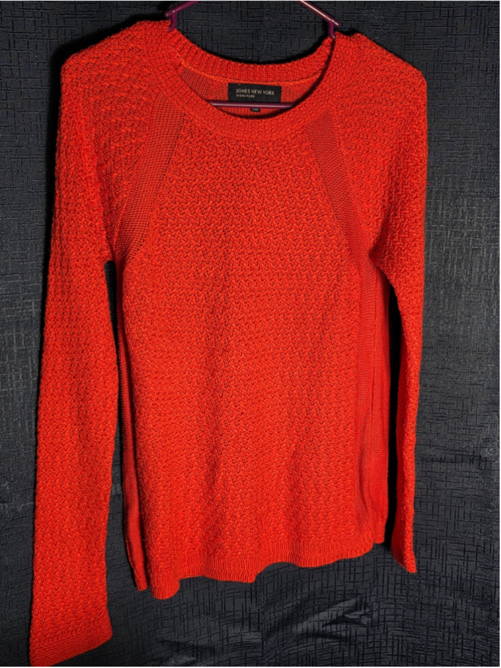 Women's Jones New York Red Crew Neck Sweater Size S trendy fall cozy boho preppy